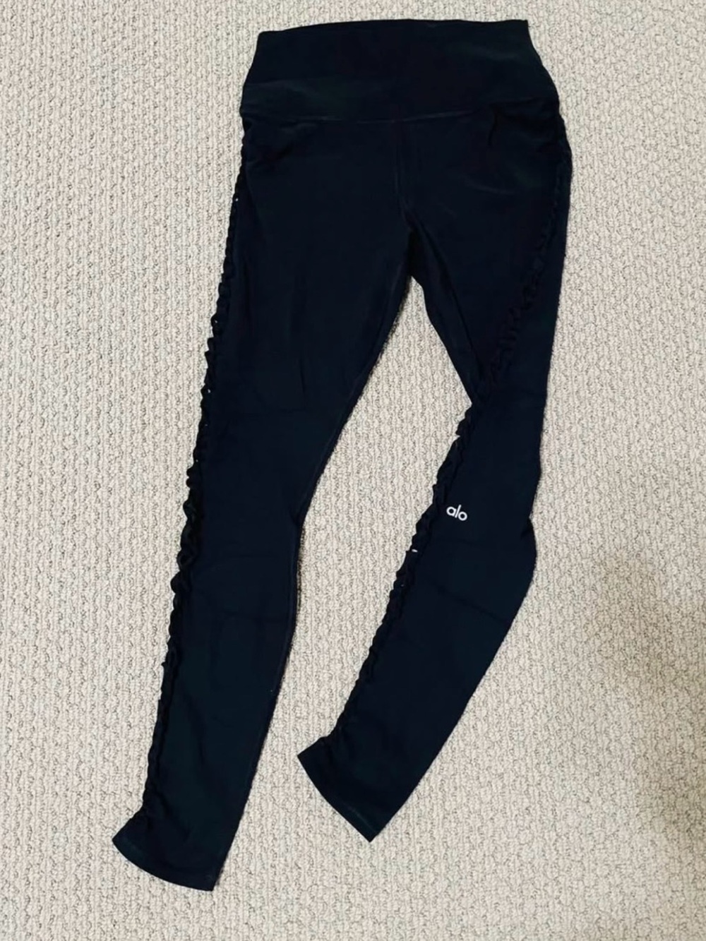 ALO Yoga Black Women's High-Waist Jeggings with Side Lace Trim